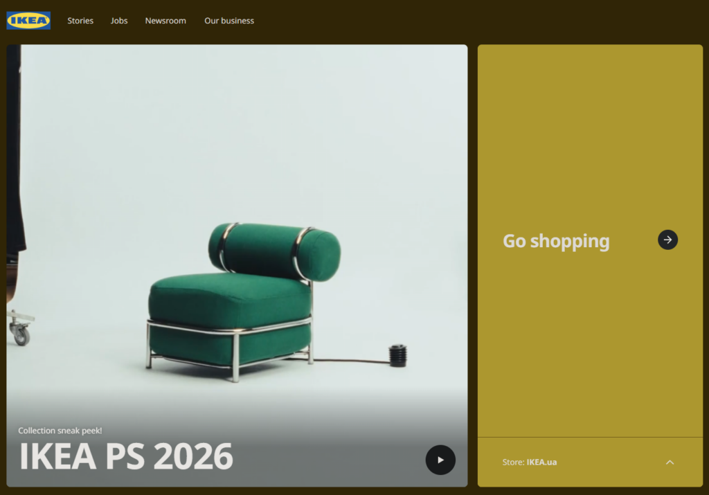 ikea landing interface example
