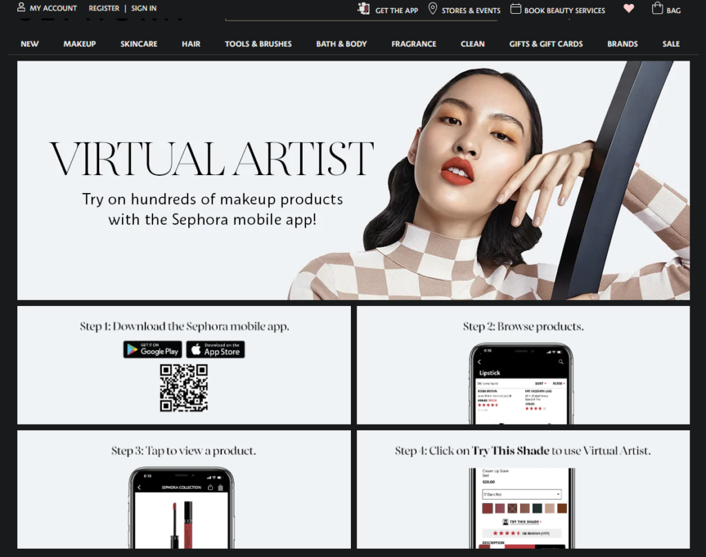 sephora virtual artist interface